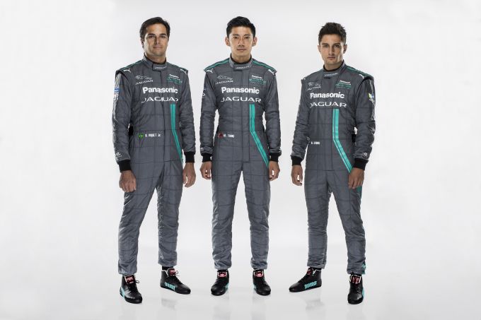 Nelson Piquet Jr, Mitch Evans en Nederlander Ho-Pin Tung rijden voor Panasonic Jaguar Racing in Formula E
