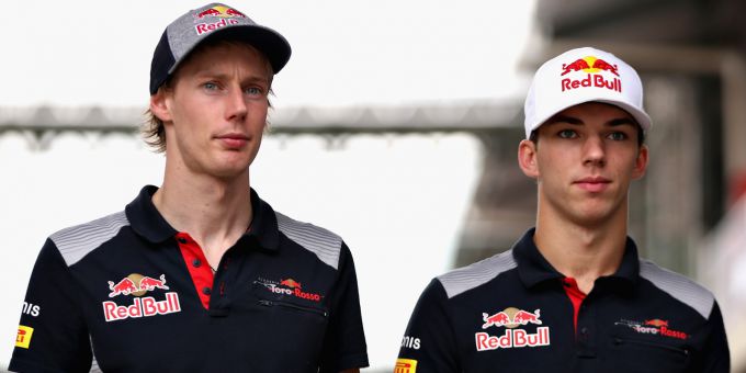 Brendon Hartley en Pierre Gasly Red Bull Toro Rosso