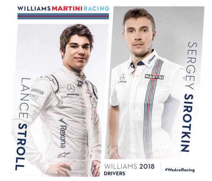 Williams Martini F1 2018 Lance Stroll Sergey Sirotkin