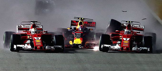 Max Verstappen Sebastian Vettel Kimi Raikonen crash singapore Formule 1