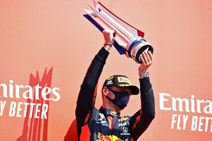 Trophy podium Max Verstappen Red Bull Silverstone