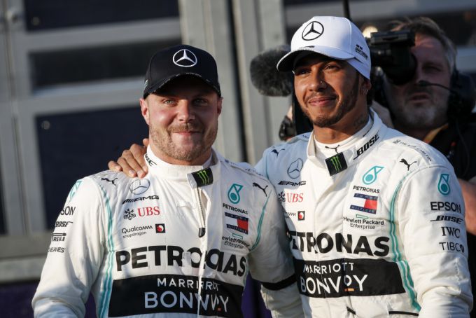 Valtteri Bottas en Lewis Hamilton Mercedes Grand Prix F1 