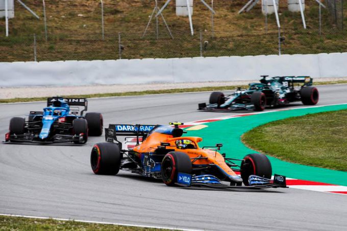 McLaren voor Alpine voor Aston Martin GP Spanje 2021