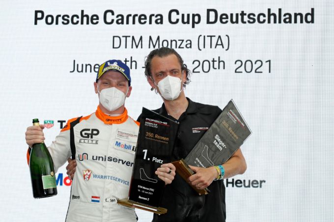 Porsche Carrera Cup Deutschland Monza Larry ten Voorde en GP Elite winnaar