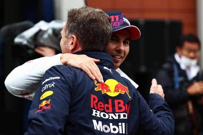 Sergio Perez and Christian Horner big hug F1 Red Bull