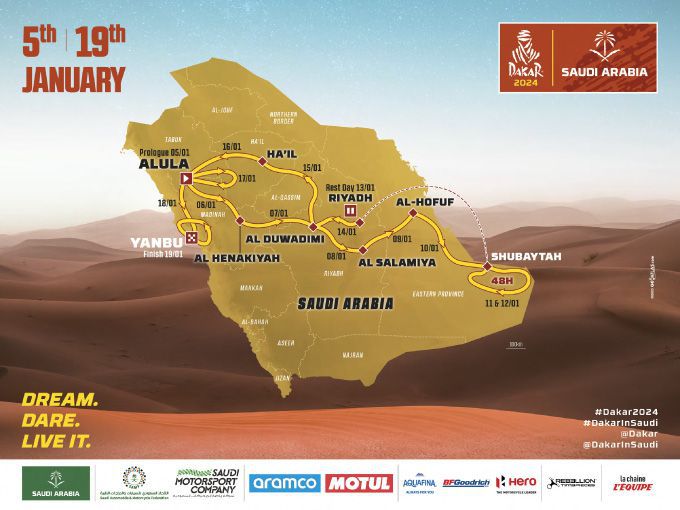 #DakarRally #Dakar2024 #DakarInSaudi parcours stages dakar 2024
