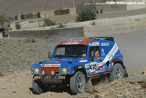 Peter R. de Vries en Evert Kroon in actie tijdens de Dakar Rally van 2005