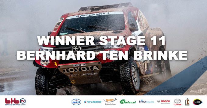 Ontketende Bernhard ten Brinke winnaar van de elfde etappe in de Dakar Rally 2018