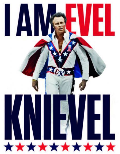 stuntman Evel Knievel met zijn Stars & Stripes
