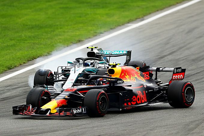 Max Verstappen en Valtteri Bottas Grand Prix van Itali