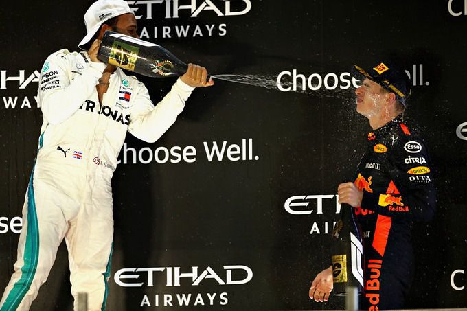 Podium Lewis Hamilton Max Verstappen