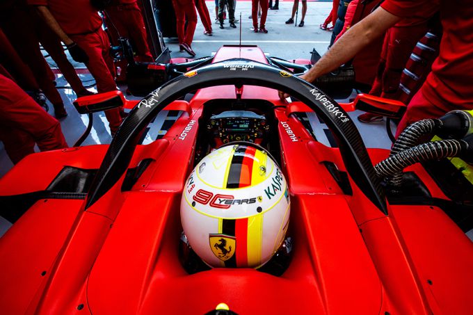 Sebastian Vettel 90 Years Ferrari helmet