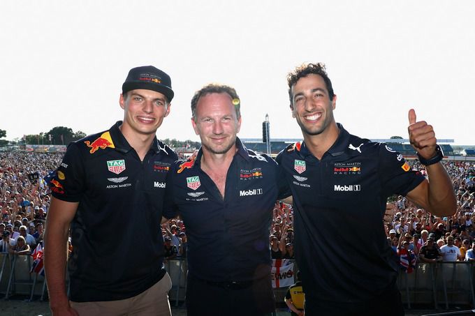 Max Verstappen Christian Horner Daniel Ricciardo F1 Red Bull
