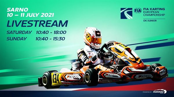 Live streaming coverage: Race 3 FIA Karting European Championship - OK en Junior in Sarno