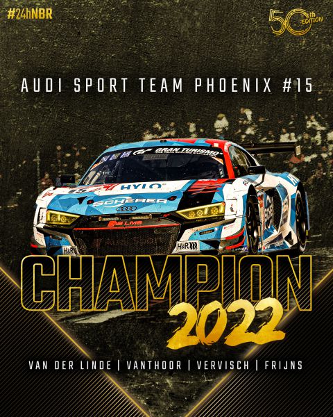 24h Nürburgring - 50. ADAC TotalEnergies winnaar Audi R8 Audi Sport Team Phoenix