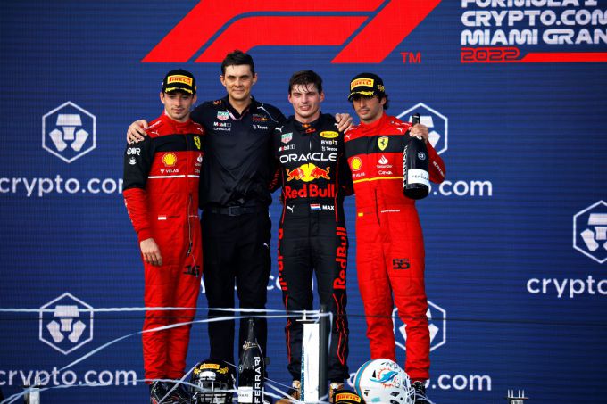 Max Verstappen podium met Ferrari GP Miami