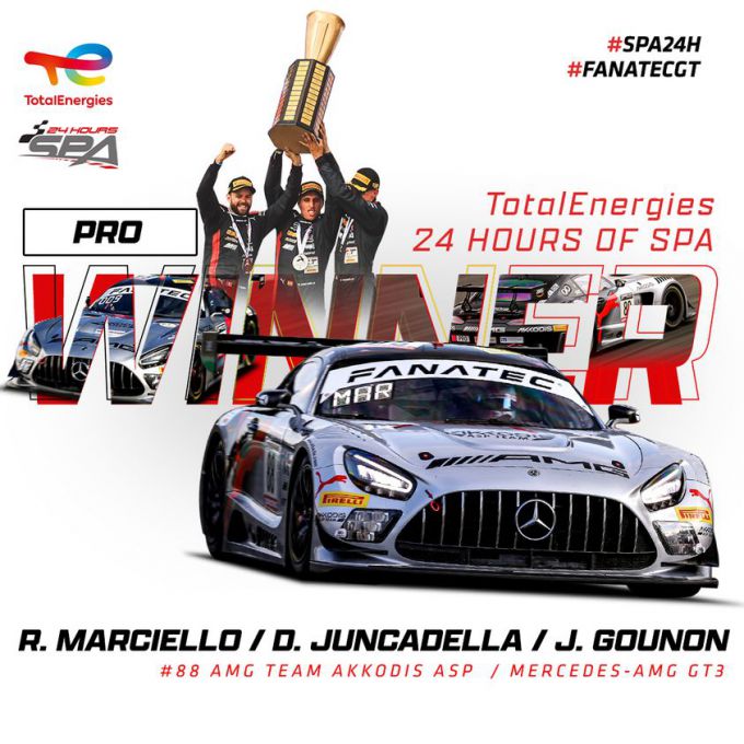 24H Spa 2022 winnaar Mercedes AMG GT3 Marciello Juncadella Gounon 1