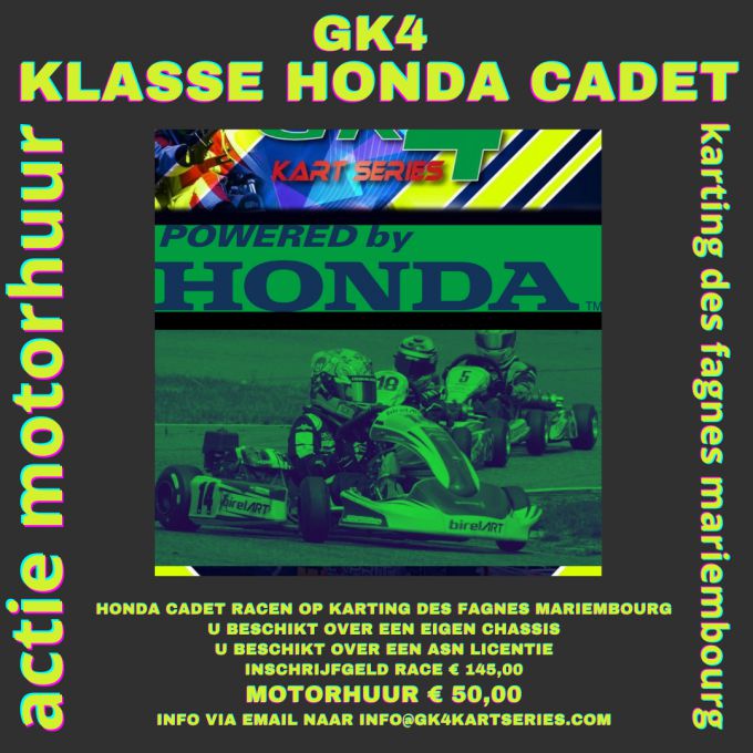 GK4 Honda Cadet en GK4 Formula 9pk Junior en Senior - budget vriendelijke doorstroomklassen in karting