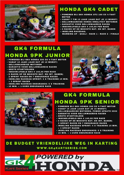 GK4 Honda Cadet en GK4 Formula 9pk Junior en Senior - budget vriendelijke doorstroomklassen in karting
