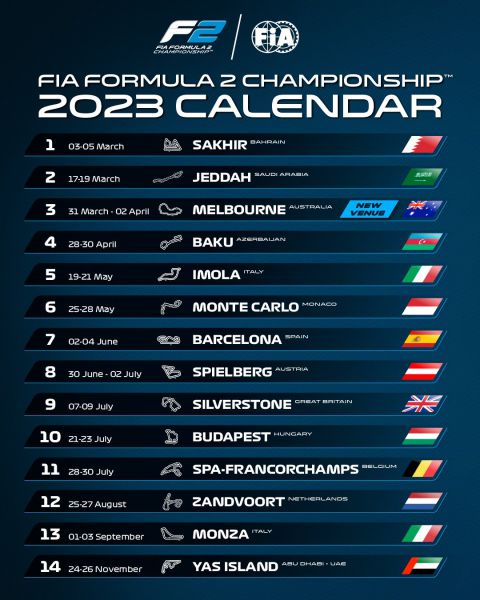 Hoogland bolvormig helaas Formule 2 en Formule 3 presenteren kalender voor 2023: Alleen F2 naar  Zandvoort | RaceXpress