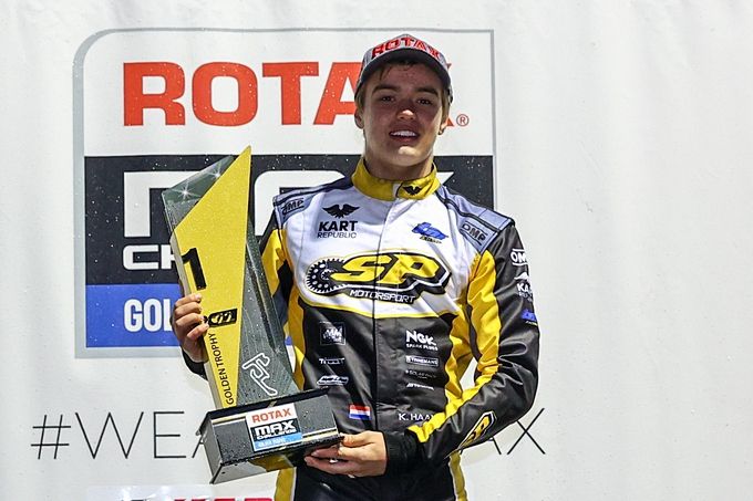 Kris Haanen podium Golden Trophy ticket Rotax Max Challenge Grand Finals 2022