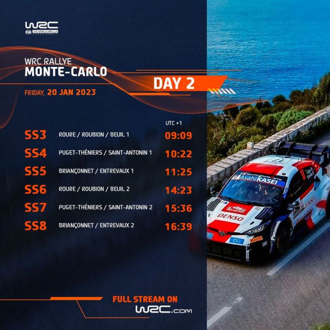 Rally Monte Carlo 2023 klassementsproeven op vrijdag 20 januari