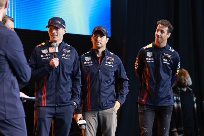Max_Verstappen_Sergio_Perez_Daniel_Ricciardo_launch_RB19_New York
