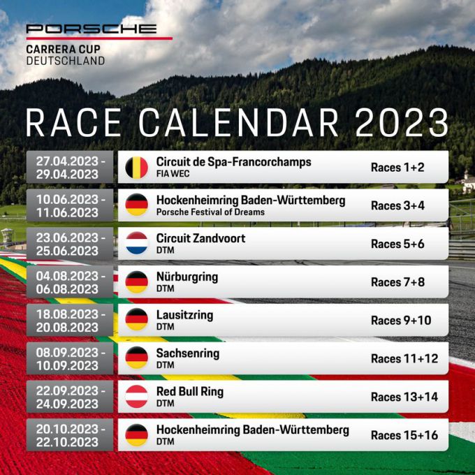 Porsche Carrera Cup Deutschland kalender 2023