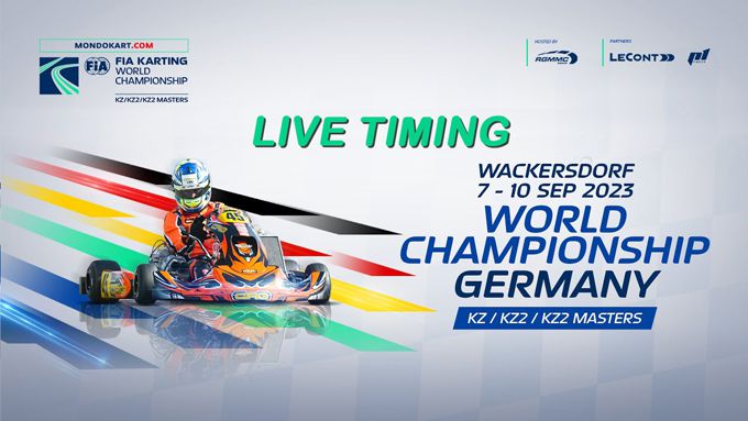 Live timing: FIA Karting Wereldkampioenschap – KZ, KZ2 en KZ2 Masters op Pro Kart Raceland in Wackersdorf
