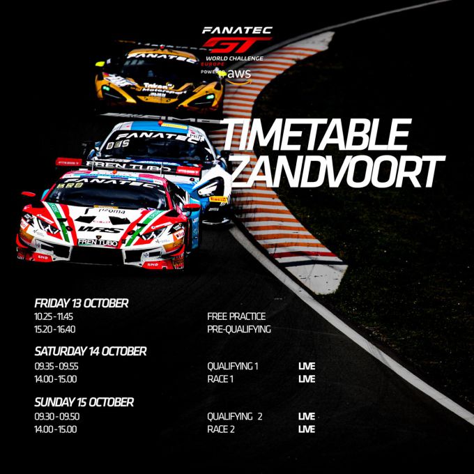 Fanatec GT Europe-seizoen 2023 CM.com Circuit Zandvoort Foto 3 tijdschema