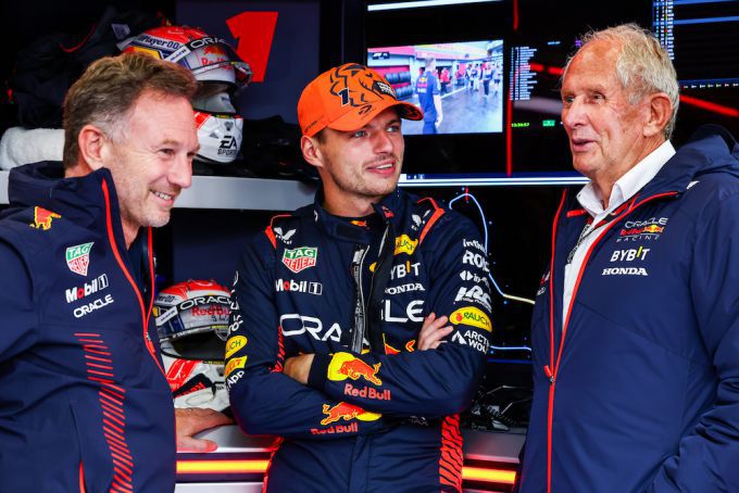 Helmut Marko Max Verstappen en Christian Horner