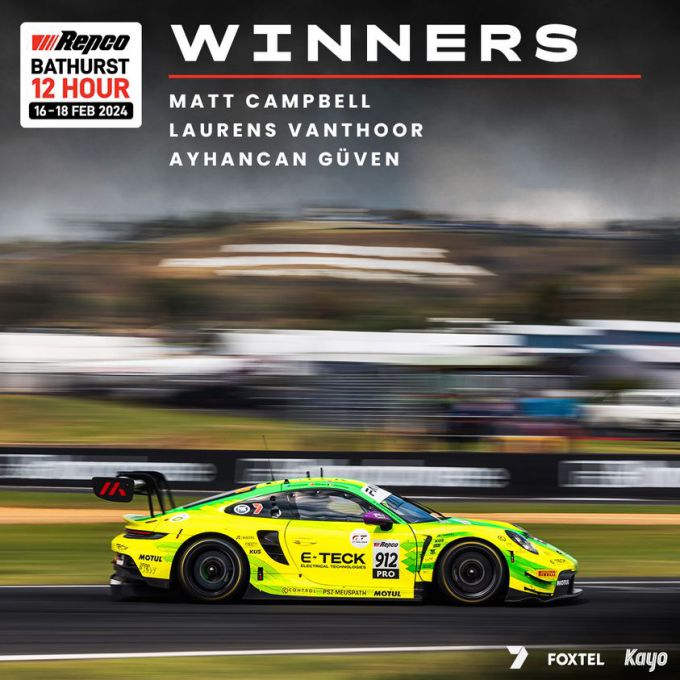 12H Bathurst Matt Campbell, Laurens Vanthoor en Ayhancan Güven winnen de Repco Australia Bathurst 12 Hour 2024
