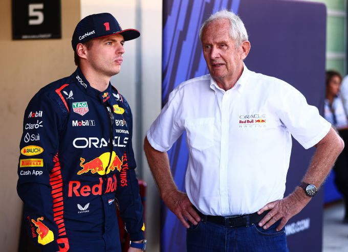 Max Verstappen en Helmut Marko Red Bull Racing F1
