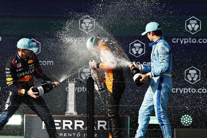 #MiamiGP Max Verstappen Lando Norris Charles Leclerc podium