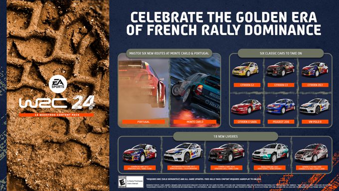 Vier het gouden tijdperk van rally met het EA SPORTS™ WRC Le Maestros content pack