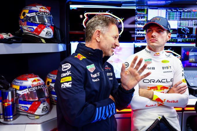 Christian Horner en Max Verstappen F1 Red Bull Honda