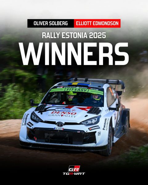 Oliver Solberg en Elliott Edmondson winnaars FIA World Rally Championship 2025 Delfi Rally Estonia - Toyota GR Yaris Rally1 Foto 2
