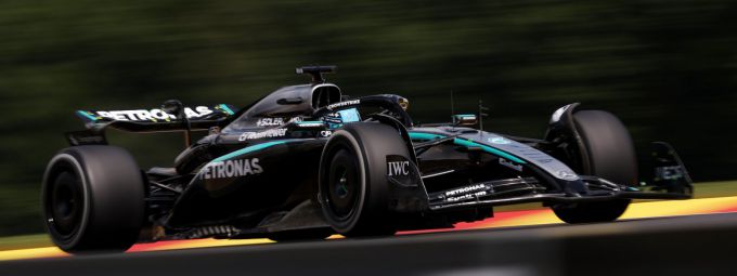 George Russell F1 Mercedes actie