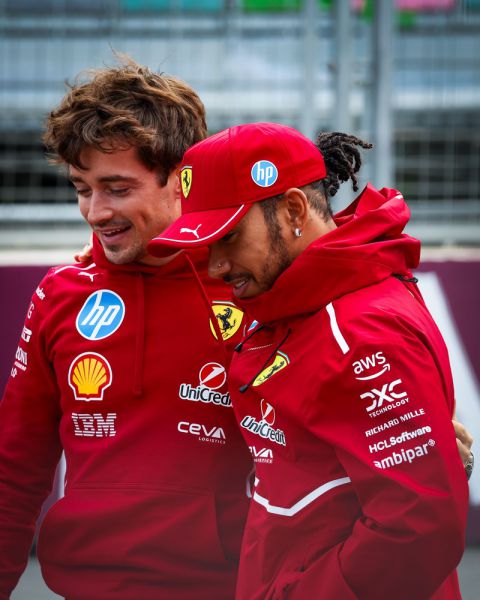 GP van Azerbeidzjan 2025 F1 Scuderia Ferrari Fred Vasseur Charles Leclerc Lewis Hamilton foto 4