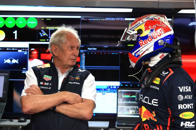 Max Verstappen en Helmut Marko Red Bull Racing F1