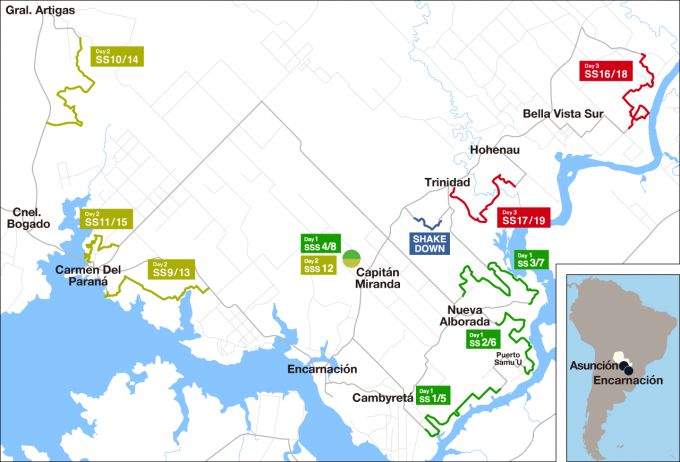 FIA World Rally Championship Rally del Paraguay 2025 Toyota Gazoo Racing World Rally Team Foto 30 Landkaart