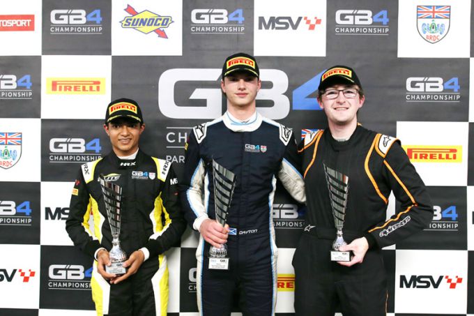 The race one top three of Bansal, Coulthard and Blakeley