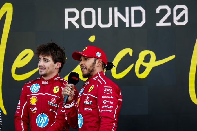 Charles Leclerc en Lewis Hamilton Ferrari F1