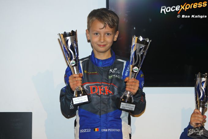 Karttalent Lyam Peckstadt wint in zijn eerste regenraces