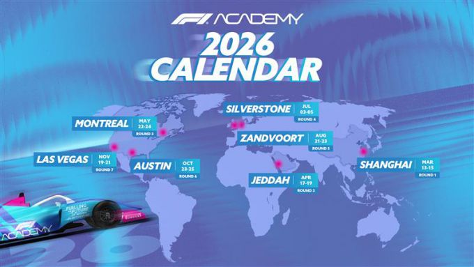 Raceklasse voor vrouwen - F1 Academy onthult kalender voor 2026; 7 races, waaronder Zandvoort en deb