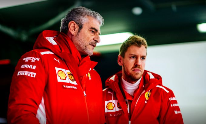 Maurizio Arrivabene Sebastian Vettel Lewis Hamilton