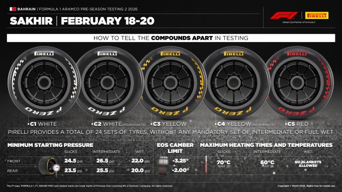 Pirelli sheet selected sets per team