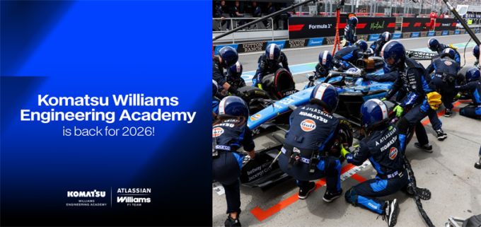 Atlassian Williams F1 Team en Komatsu breiden Engineering Academy uit via samenwerking met Formula Student