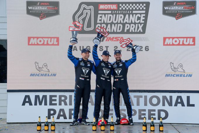 IMSA Motul SportsCar Endurance Grand Prix Road America #57 WINWARD RACING, Mercedes-AMG GT3, GTD: Russell Ward, Philip Ellis, Indy Dontje on the podium