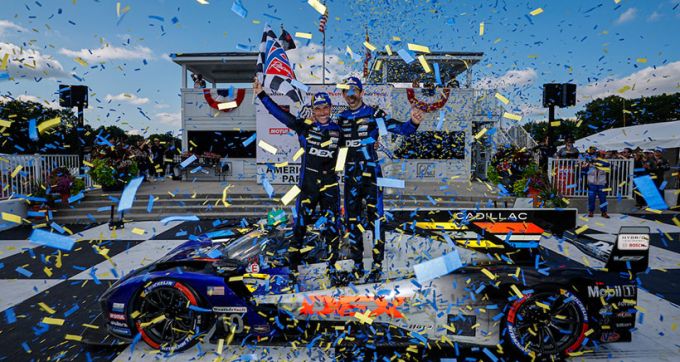 IMSA Motul SportsCar Endurance Grand Prix Road America foto 1 winnaars Filipe Albuquerque en Ricky Taylor Cadillac V-Series